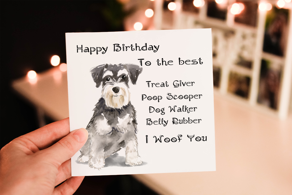 Schnauzer Dog Birthday Card, Dog Birthday Card